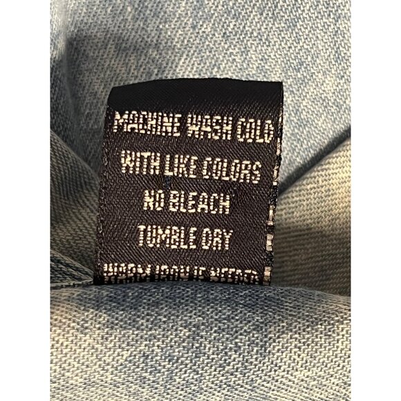 Vintage Men's XXL Denim Shirt Embroidered Star Stripe Design Pockets Y2K Westen - Picture 14 of 16